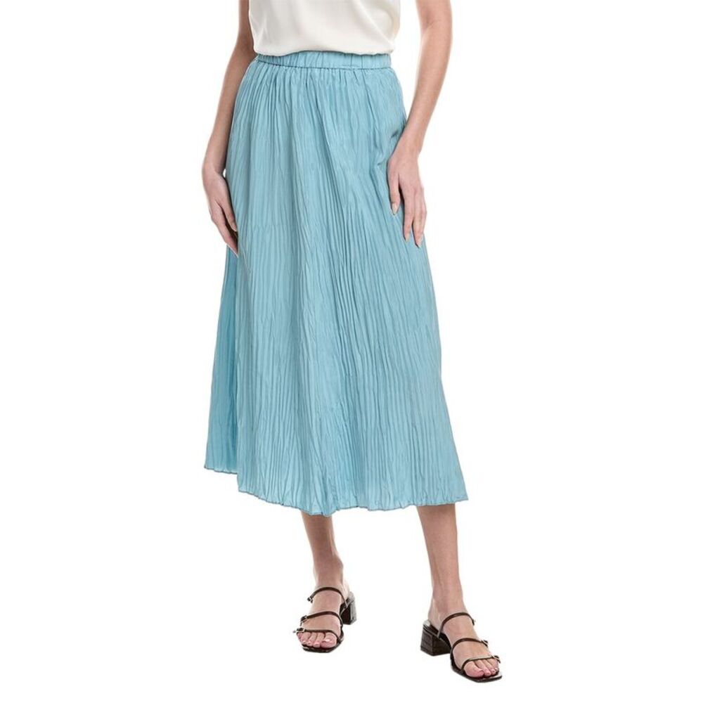 Eileen Fisher Womens  Pleated Silk Flare Skirt, Green